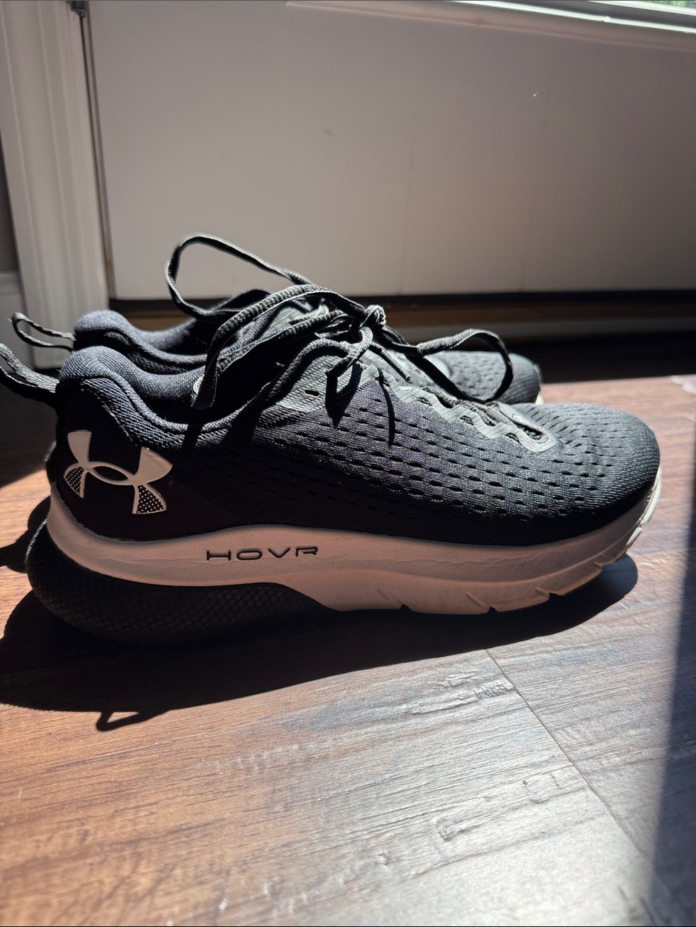 Under Armour Black and White HOVR Performance Running Shoes
